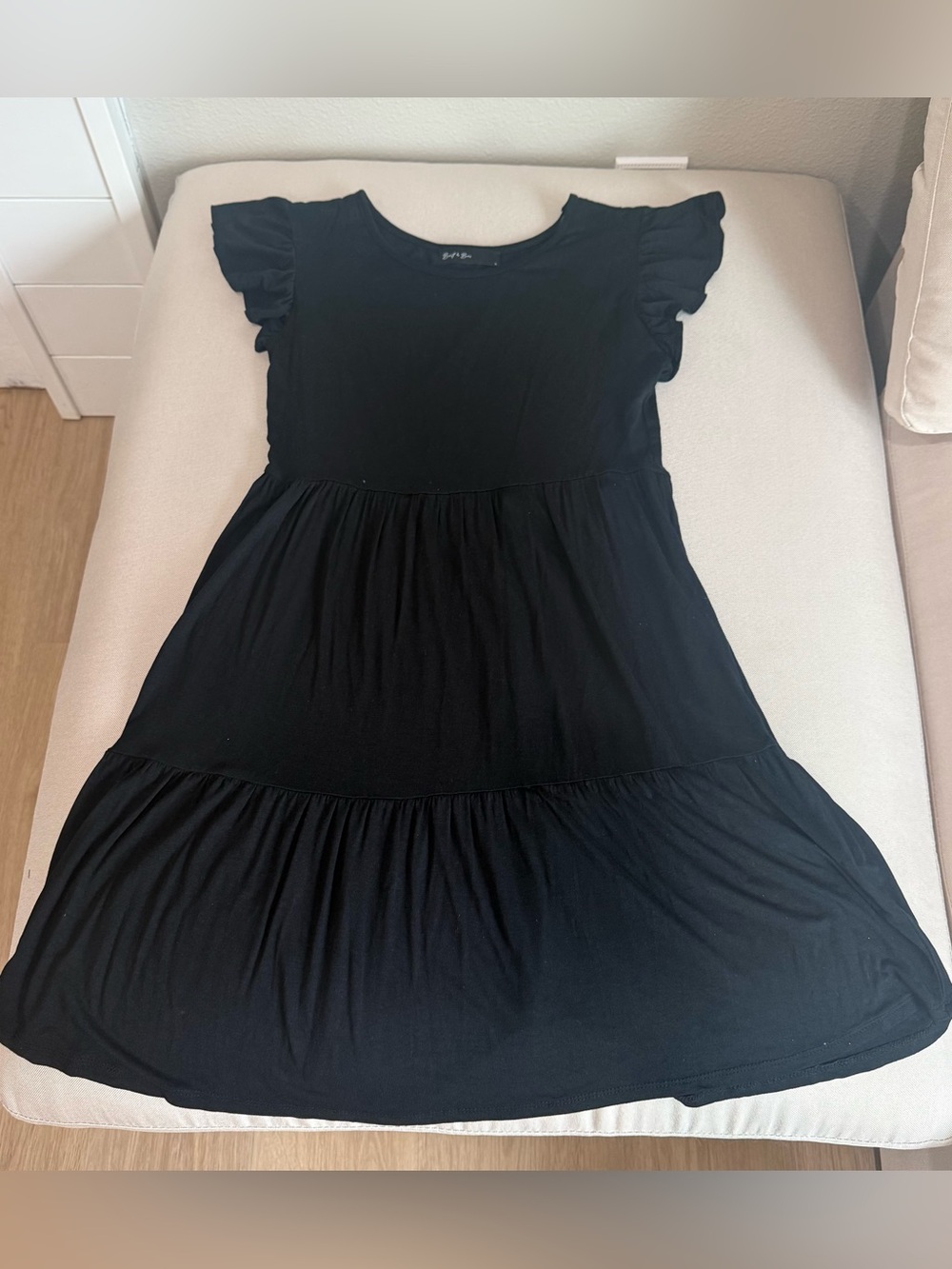 Women’s/Girls Black Ruffle Sleeve Tiered Dress(Ships from Alaska)